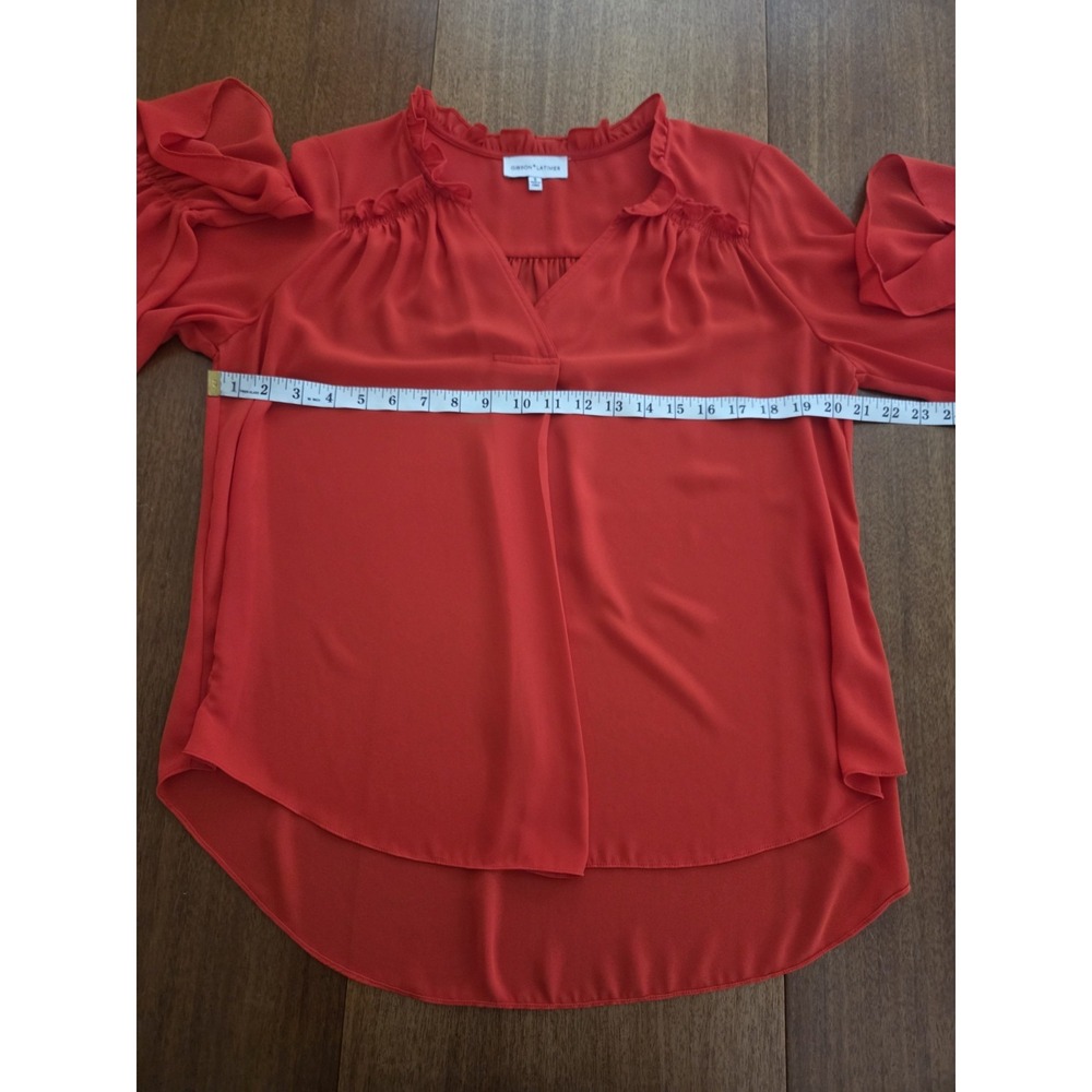 Gibson Latimer Blouse Women's Small Romantic Whichy Vamp Ruffled Tunic Red Xmas - Picture 6 of 11